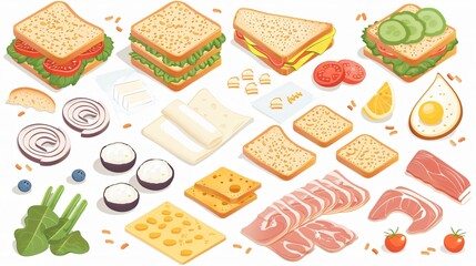 Isometric Sandwich Ingredients Infographic Vector Illustration