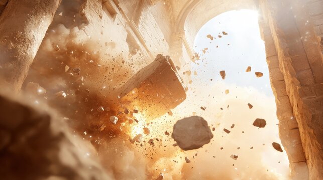 Destruction of jericho walls ancient city religious historical setting dramatic perspective biblical concept