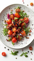 Sizzling fajitas with fresh vegetables culinary delight isolated on white background vibrant colors food