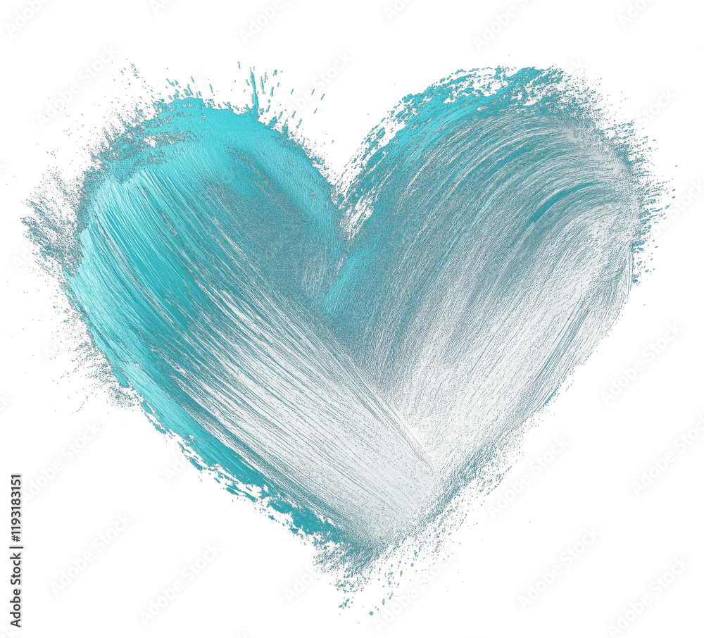 Aufkleber dark teal heart with moody and blended brush effects creates striking visual against transparency ba