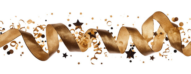 Golden ribbons and stars create festive overlay, perfect for celebrations and special occasions. shimmering design adds touch of elegance and joy to any event