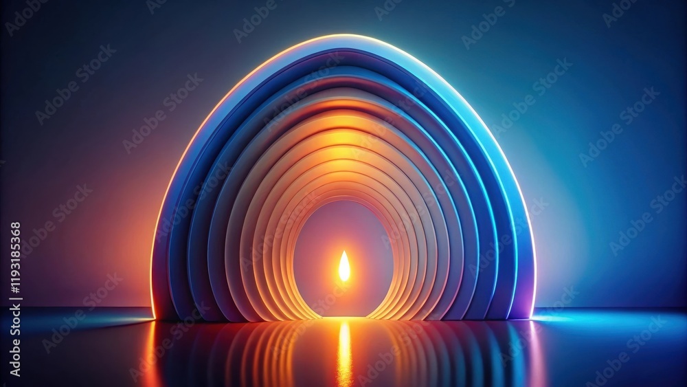 Aufkleber abstract illuminated concentric archway with glowing central flame