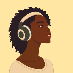 afro person listen music with headphone