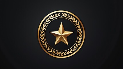 A graphic of a circular award seal with a star and laurel design.