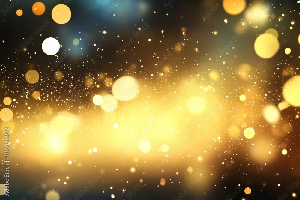 Poster a mesmerizing bokeh effect with golden and luminous circles creating a magical and enchanting backgr