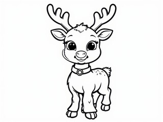 Fototapeta premium Adorable Cartoon Reindeer Illustration Christmas Animal Coloring Page Cute Festive Design