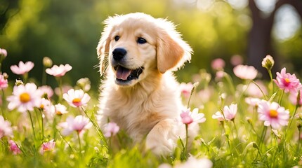 Golden retriever in the grass
