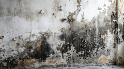 Textured Wall with Extensive Water Damage and Mold