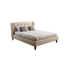 Obraz premium Cozy Retreat: A luxurious bed featuring elegant design, plush cushions, and inviting textures. A haven for relaxation and rejuvenation.