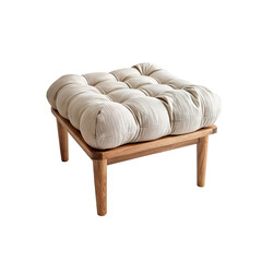 Obraz premium Modern Wooden Stool: A contemporary stool featuring a cushioned top and sturdy wooden legs, representing minimalist design and comfort.
