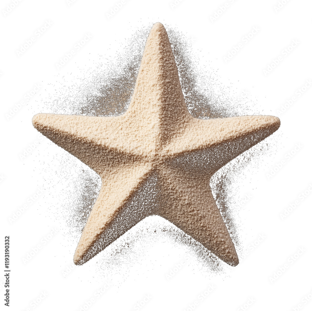 Aufkleber beige star with soft natural brush textures is isolated on transparency background, creating strikin