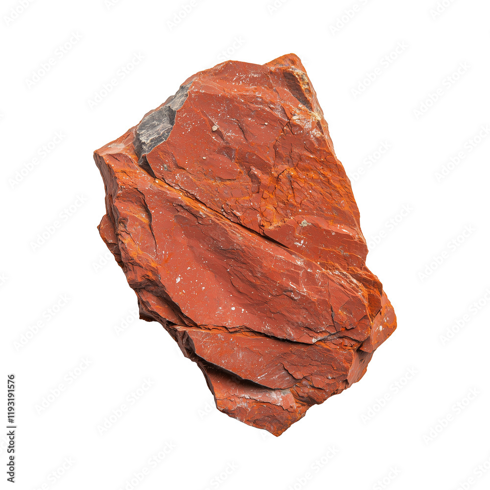 Poster top view of red clay mineral rock isolated on transparency background, showcasing its rough texture 