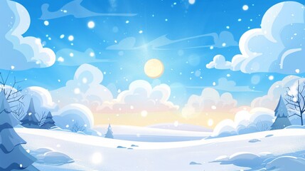 Festive Merry Christmas Abstract Background with Blue Skies for Designs