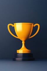 Fototapeta premium A shiny yellow trophy on a black base, symbolizing achievement and success in competitions and awards.