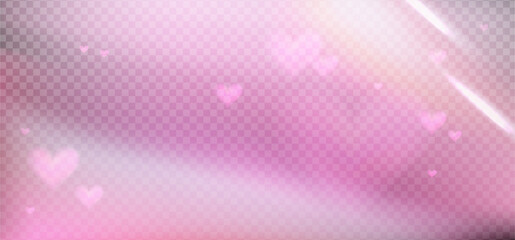 Valentines pink reflection highlights. Glare from water and glass. Glittering heart particles for social media backgrounds, product presentations, photo shots. Vector eps10