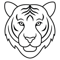 Obraz premium Minimalist Tiger Head Logo Line Art Illustration in Black and White
