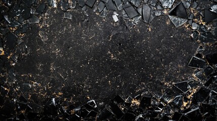 Shattered Glass on Dark Background: Space for Design or Text Placement