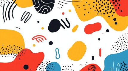 Fototapeta premium Colorful abstract shapes and patterns creating a playful and modern design perfect for backgrounds or creative projects.