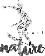 Vector illustration surfing nature isolated on a white background