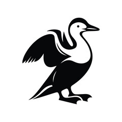 A refined and elegant eider icon rendered in silhouette, designed in a clean vector style against a white background.