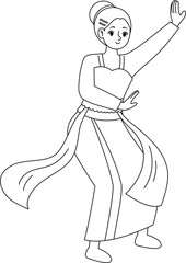 woman dance jaipong outline coloring printable worksheet