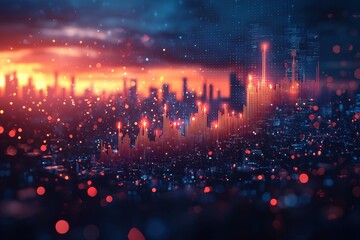 business analysis and financial graph and stock market report featuring a blue theme for economic background