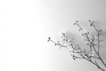 Fototapeta premium Elegant branch with delicate white flowers against a soft background, perfect for nature-themed designs or minimalistic art.