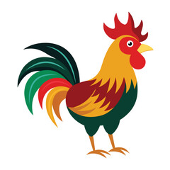 Colorful Rooster Artwork on White Background