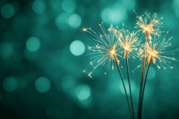 A haunting vector of fireworks with smoky trails and eerie green sparks lighting up a foggy night sky, blending celebration with mystery