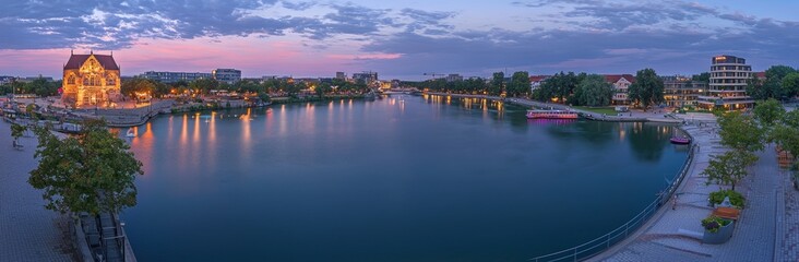 Drone-captured panoramic view of the University area in Darmstadt, Germany