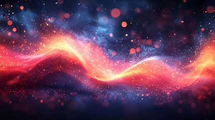 Obraz premium Digital Landscape Paved by an Abstract Glowing Network in Vivid Colors