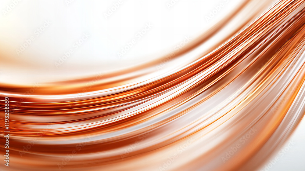 Wall mural dynamic flowing lines blend warm copper tones against a soft background in a modern abstract design