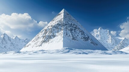 Snowy Pyramid in a Frozen Mountain Range