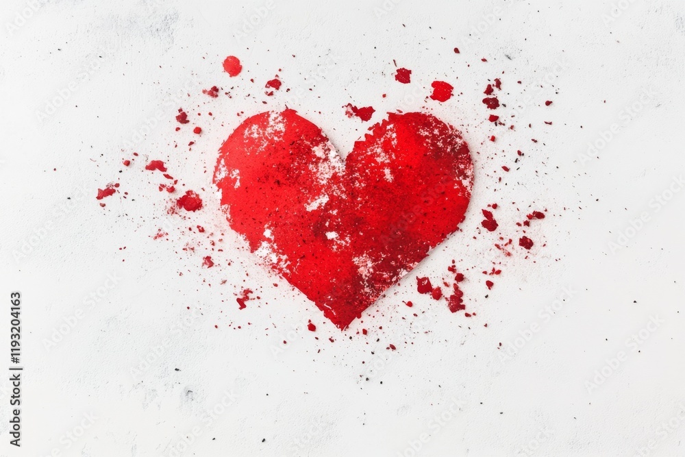 Poster a minimalist illustration of a red heart with a soft gradient, centered on a clean white background,