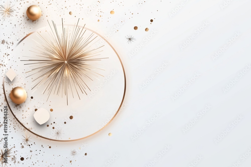 Aufkleber A minimalist vector of a single firework burst with thin, clean lines and a simple gold gradient on a white background