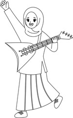 kid playing guitar outline coloring printable