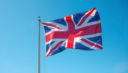 United Kingdom flag waving against sky