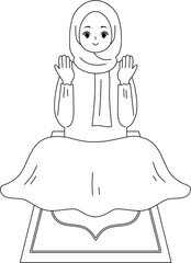 muslim kid praying outline coloring