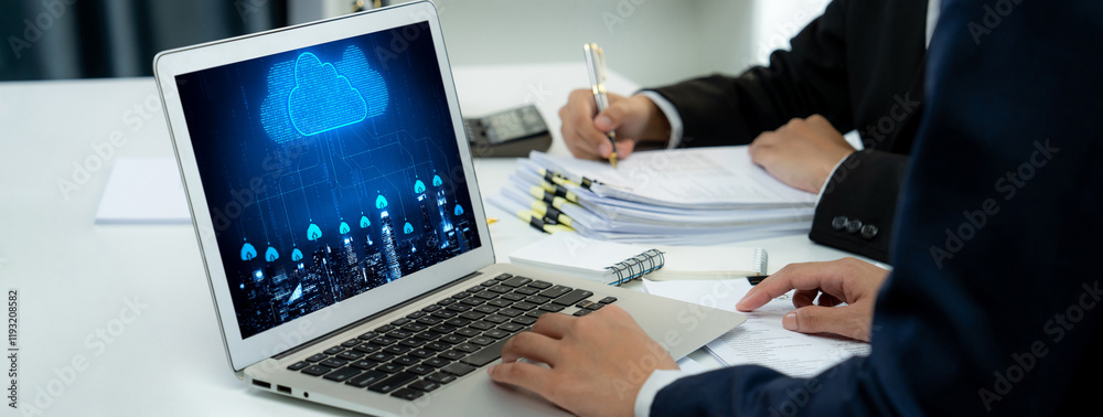 Poster cloud computing software for brisk remote work and personal data storage