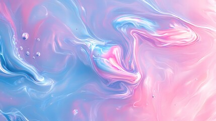 Abstract Pastel Swirls of Pink and Blue Paint