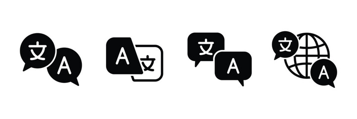 Set of Language translate icon collection. Translate button, language translation button symbol. Vector Illustration.