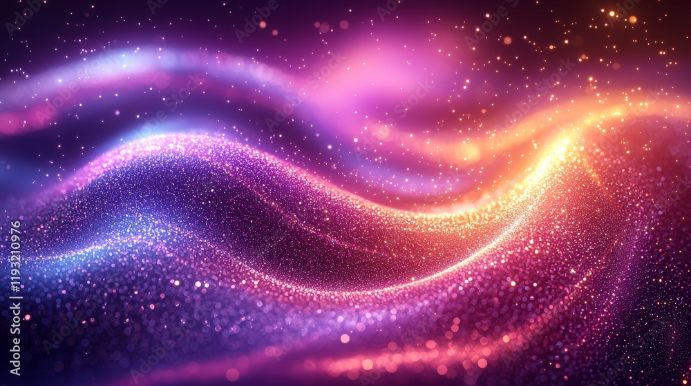 Wall mural a spiral abstract infinity pattern crafted from golden and purple gleaming particles. dynamic cosmic