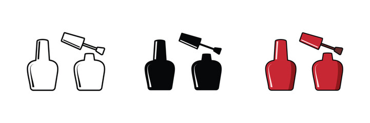 Set of Nail polish silhouette icon collection. Nail polish symbol. Vector Illustration.
