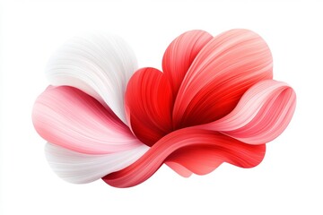 A stylized design of two intertwined hearts, drawn with continuous bold lines in shades of pink and red