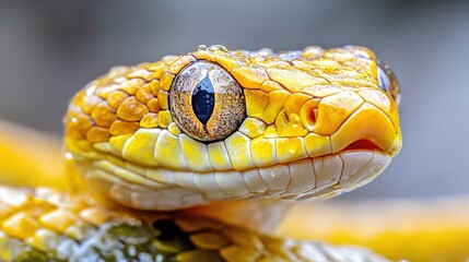 Obraz premium Close-up of vibrant yellow snake with intricate scales