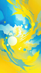 Abstract artistic composition in yellow and blue, decorative design, creative concept, dynamic artwork