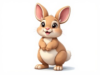 Fototapeta premium Adorable Cartoon Bunny Rabbit Happy Expression Cute Furry Animal Illustration