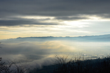 Morning Fog Rolling Over the Alps