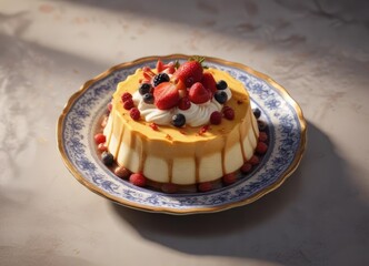 A delicious homemade dessert arranged artfully on a decorative plate, farmhouse style, seasonal flavors, harvest treat