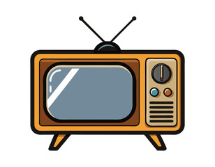 classic television drawing with a retro aesthetic, showcasing antennas, control knobs, and a wooden casing. great for vintage media concepts, historical tv illustrations, and retro-inspired designs